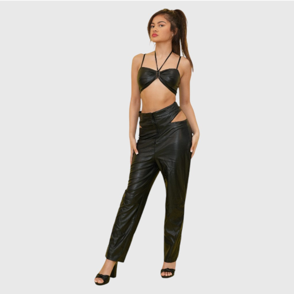 Roena Black Cut Pant Set
